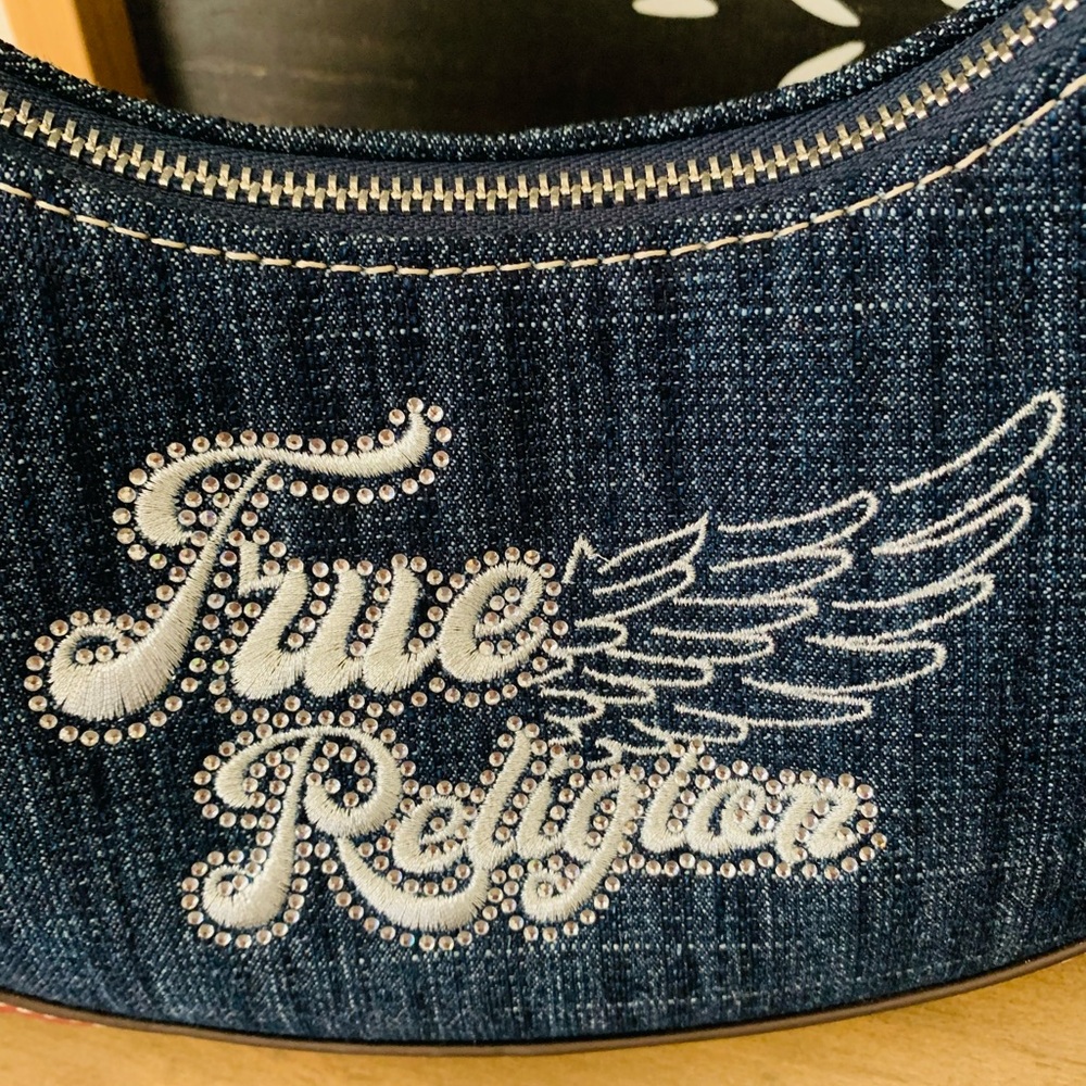 True Religion Denim Shoulder Bag with Red Trim - Picture 7 of 10